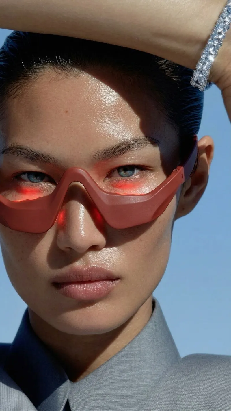 Editorial portrait with Angel Acid glasses — steady, flicker-free
